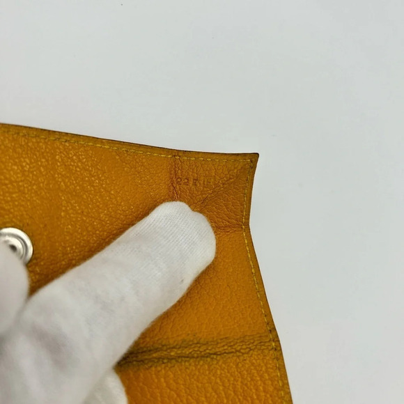 Auth HERMES Le Karan Yuit Coin Purse Yellow Leather F in Square (2002) Rare - Picture 10 of 12